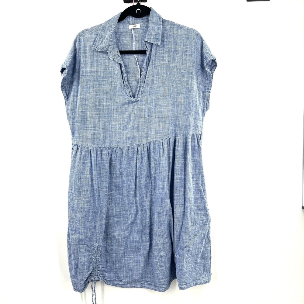 Tulip blue gingham babydoll tunic top lagenlook oversized boho beachy coastal M